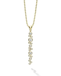 Lagos 18K Yellow Gold Fizz Diamond Bezel Linear Cluster Pendant Necklace