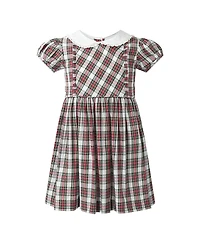 Rachel Riley Girls' Ivory Tartan Frill Front Dress - Little Kid, Big Kid