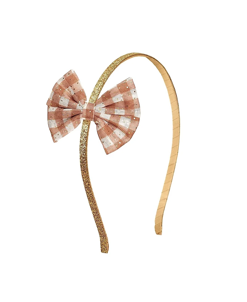 Sweet Wink Girls' Gingham Printed Tulle Bow Headband - Little Kid, Big Kid