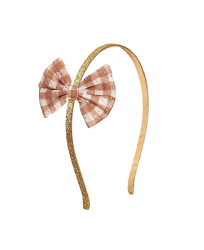 Sweet Wink Girls' Gingham Printed Tulle Bow Headband - Little Kid, Big Kid