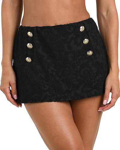 L'Agence Coco Ornate Terry Skirt Swim Bottom