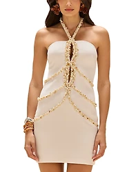 PatBO Jade Knit Embellished Mini Dress