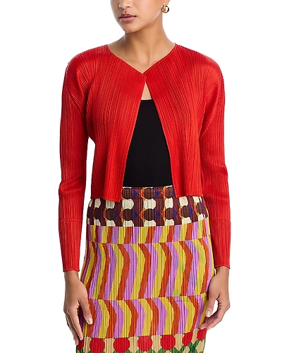 Pleats Please Issey Miyake Plisse Open Front Cardigan