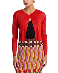 Pleats Please Issey Miyake Plisse Open Front Cardigan