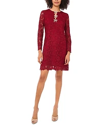 CeCe Bow Trim Floral Lace Dress