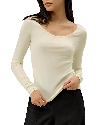 Lilysilk Scoop-Neck Pure Silk Slim Fit Top