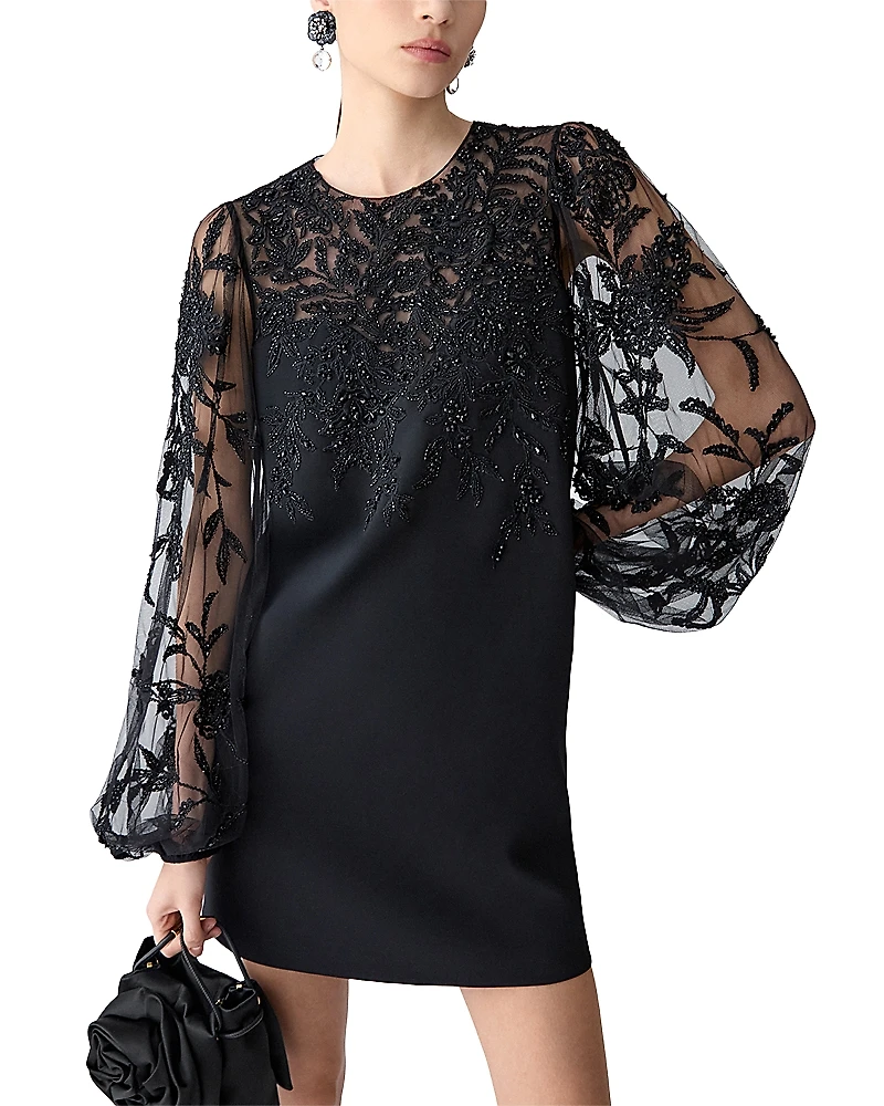 Carolina Herrera Embellished Puff Sleeve Dress
