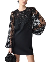 Carolina Herrera Embellished Puff Sleeve Dress