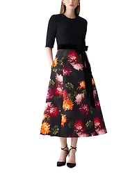 Carolina Herrera Elbow Sleeve Midi Dress