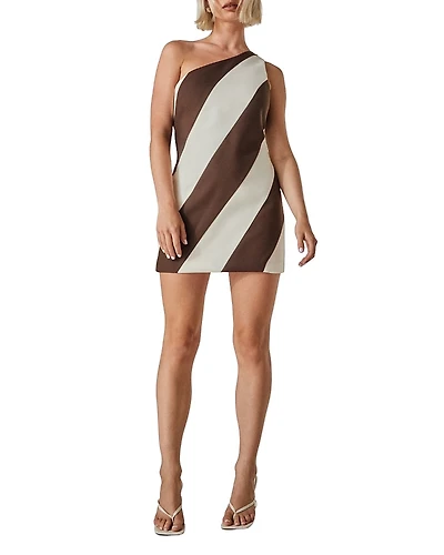 Nasty Gal Stripe One Shoulder Tailored Mini Dress