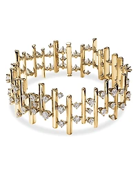 Hearts On Fire 18K Yellow Gold Barre Diamond Multirow Bar Link Statement Bracelet