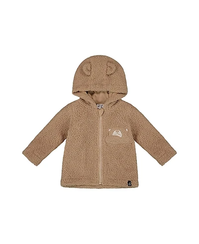 Deux par Boys' Sherpa Bear Hooded Zip Jacket - Baby