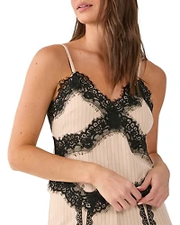 Nasty Gal Pinstripe Lace Trim Tailored Strappy Top
