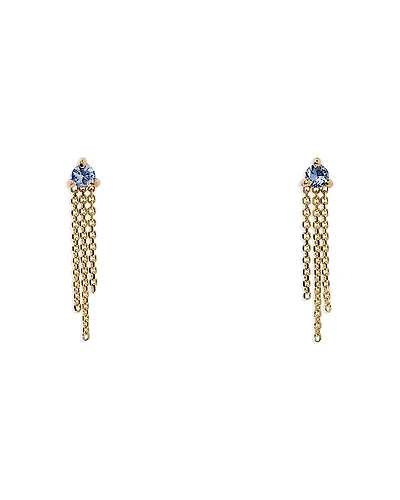 Wwake 14K Yellow Gold Blue Sapphire Mist Drop Earrings