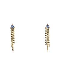 Wwake 14K Yellow Gold Blue Sapphire Mist Drop Earrings