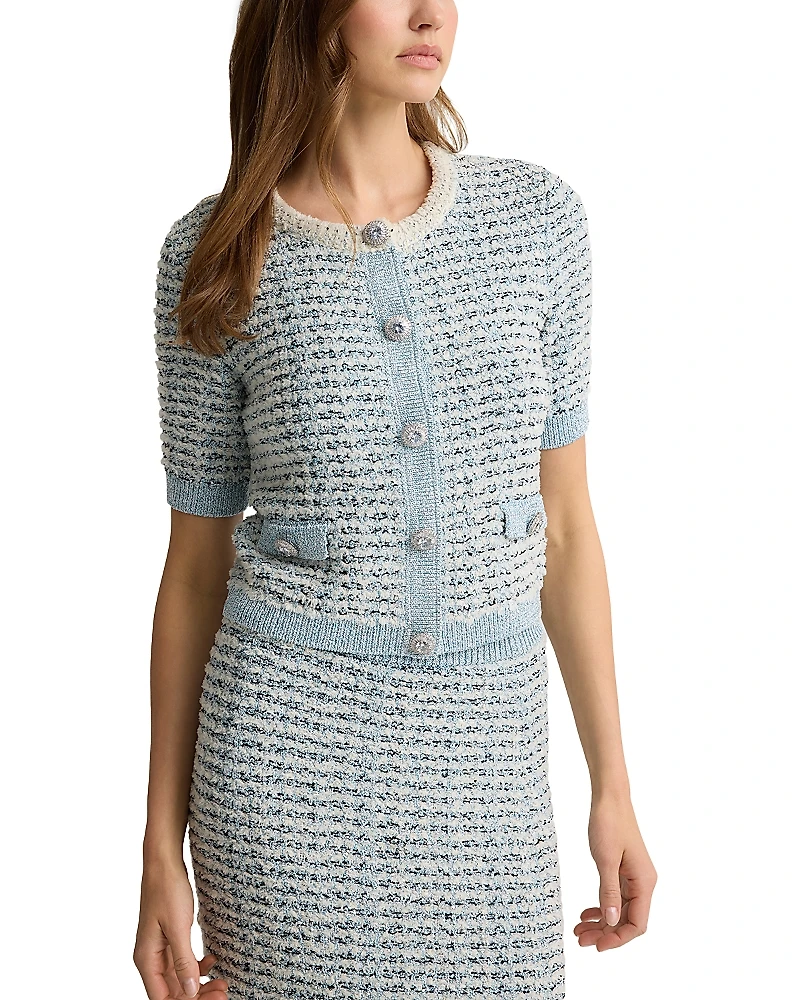 St. John Soft Eyelash Sequin Knit Sweater