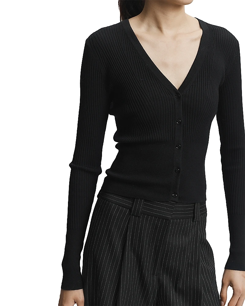 Saint Art Braylon Merino Wool V Neck Cardigan Sweater