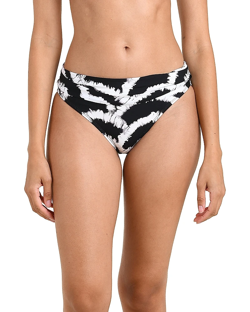 La Blanca Woven Shadows Shirred Band Hipster Bikini Bottom