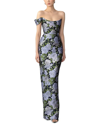 Sau Lee Jackson Jacquard Gown