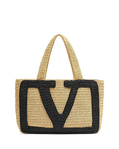 Valentino Garavani Viva Superstar Large Raffia Shopping Tote Bag