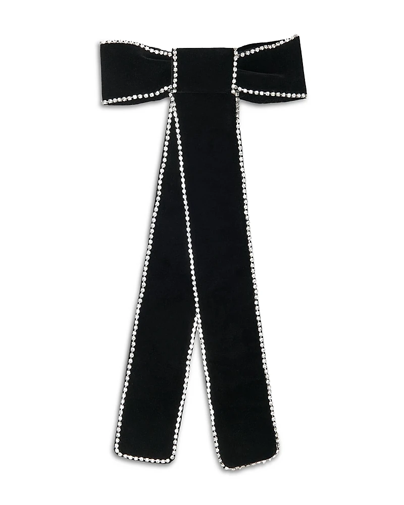 Maje Rhinestone Velvet Bow Hair Barrette