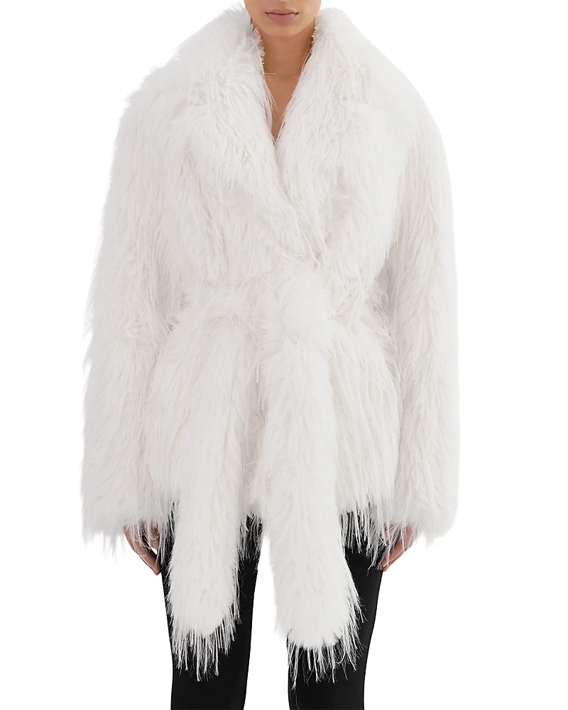 Lamarque Faux Fur Belted Coat