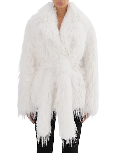 Lamarque Faux Fur Belted Coat