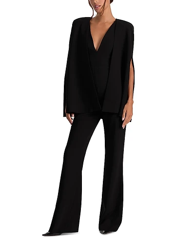 Alice and Olivia Nova Deep V Neck Cape Jumpsuit