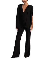 Alice and Olivia Nova Deep V Neck Cape Jumpsuit
