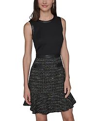 Karl Lagerfeld Paris Metallic Brocade & Scuba Crepe Dress