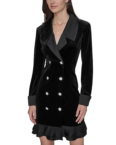 Karl Lagerfeld Paris Stretch Velvet Blazer Dress