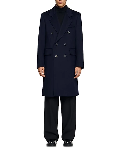 Sandro F25 Dionisus Double Breasted Wool & Cashmere Coat