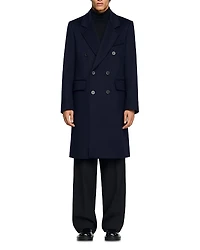 Sandro F25 Dionisus Double Breasted Wool & Cashmere Coat