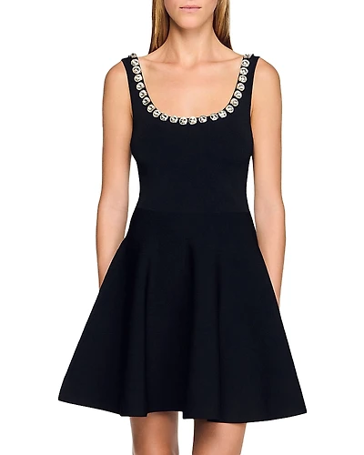 Sandro Nelya Embellished Knit Mini Dress