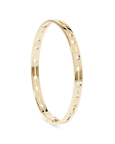 Dinh Van 18K Yellow Gold Pulse Diamond Cutout Bangle Bracelet