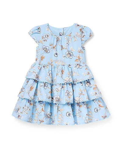 Janie and Jack Girls' Floral Tiered Ruffle Dress - Baby, Little Kid, Big Kid
