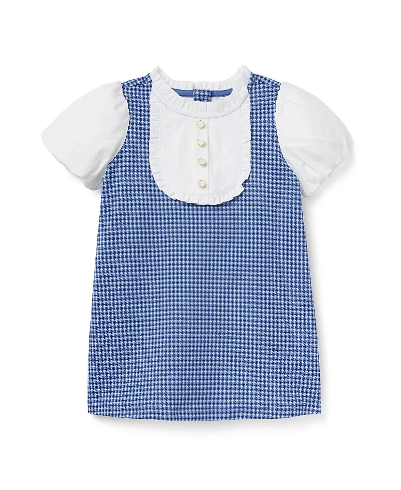 Janie and Jack Girls' Houndstooth Puff Sleeve Dress - Baby, Little Kid, Big Kid