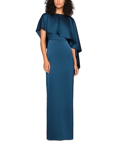 Theia Karis Cape Column Gown