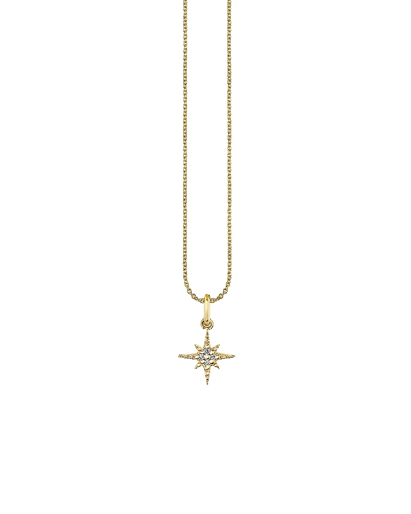 Sydney Evan 14K Yellow Gold Diamond Mini Pave Starburst Pendant Necklace, 18-20