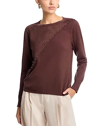 Sioni Faux Suede Crewneck Sweater