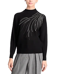 T Tahari Embellished Mock Neck Sweater