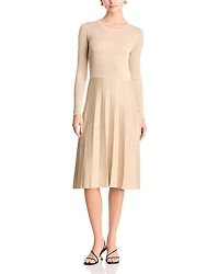 T Tahari Pleated Metallic Threaded Dress