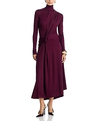 Victoria Beckham Twist Detail High Neck Midi Dress