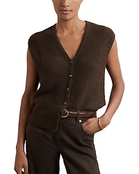 Reiss Lily Button Through Knitted Top