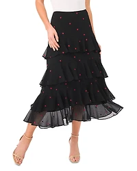 CeCe Tiered Ruffled Flounce Midi Skirt