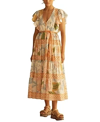 Aur OceA Alcio Ruffle Sleeve Tiered Maxi Dress