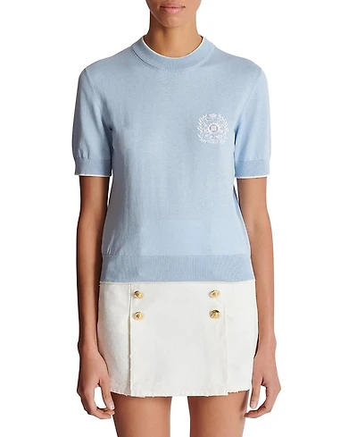 Balmain Embleme-Embroidered Knit Top
