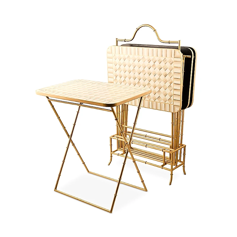 MacKenzie-Childs Mocha Check Cocktail Trays, Set of 4