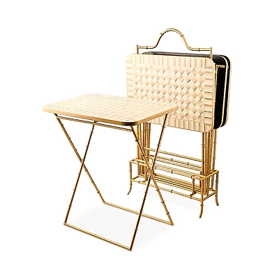 MacKenzie-Childs Mocha Check Cocktail Trays, Set of 4