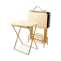 MacKenzie-Childs Mocha Check Cocktail Trays, Set of 4